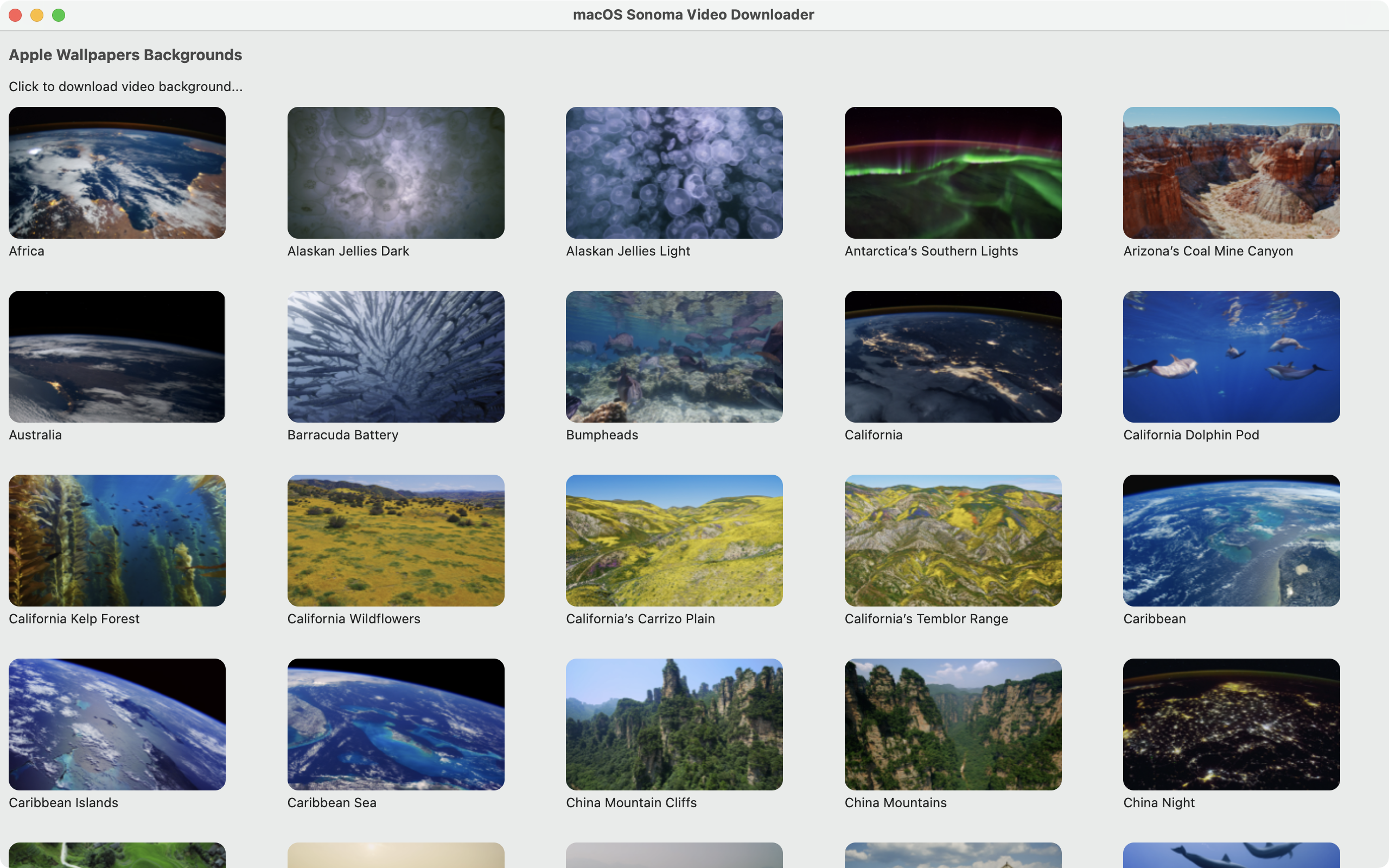 screen shot of sonoma Downloader